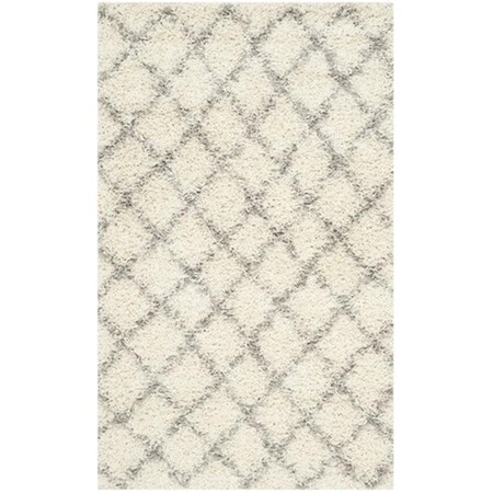Safavieh Dallas Shag Power Loomed Rectangle Rug- Ivory - Grey- 3 x 5 ft. SGD258F-3